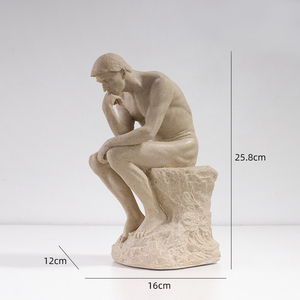 Venta al por mayor de figuritas griegas, estatua de pensador plateado, Esculturas Contemporáneas europeas para sala de meditación, decoración clásica para el hogar - Product Image 6