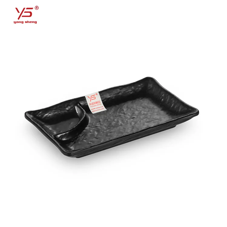 High Quality Matte Melamine Two Compartment Rectangular Snack Plate