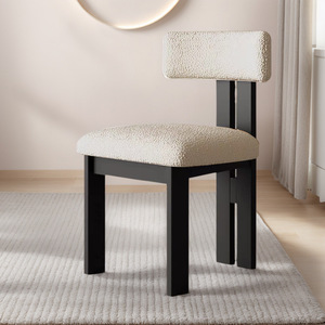 Silla de comedor de madera maciza tapizada estilo nórdico retro minimalista para comedor - Product Image 3