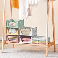 Étagère à tiroirs en plastique empilable, fourniture d'usine, séparateur de vêtements coulissant, boîte de rangement pliable pour armoire
