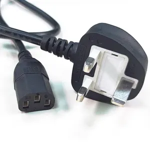 British Mains 3 Pin Plug C13 13A WHITE FUSE Ac Power Cord Computer Extension Cable
