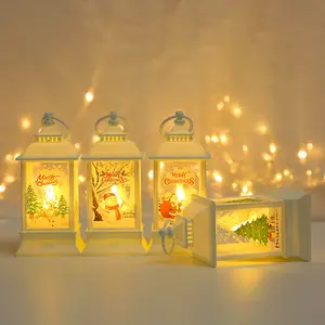 Ahmh ไฟ LED ตกแต่งคริสต์มาสของขวัญงานหัตถกรรมพลาสติกโคมไฟดนตรีคริสต์มาสลูกโลกหิมะโคมไฟน้ำ