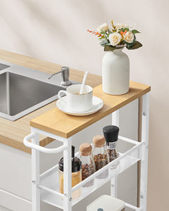 Chariot de <span class=keywords><strong>cuisine</strong></span> <span class=keywords><strong>VASAGLE</strong></span> à 5 niveaux, étagère étroite encastrée sur roulettes, cadre en acier moderne, chariot de bar - Product Image 4