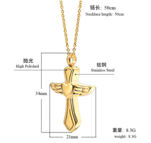 Croce ali di angelo urna collana con amore croce si apre le ceneri di pompe funebri in acciaio inox bottiglia di profumo del pendente unisex - Product Image 5