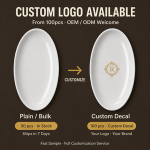 Hot Sale Bone China Oval Serving <strong>Platter</strong> 12" 14" 16" <strong>White</strong> Ceramic for Hotel Restaurant Catering - Product Image 4