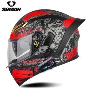 หมวกกันน็อคเต็มใบ <span class=keywords><strong>SOMAN</strong></span> HD SM955-S พร้อมกระจกสองชั้น เลนส์คู่ ดีไซน์ปีกหลังขนาดใหญ่ วัสดุ ABS ได้รับการรับรองมาตรฐาน 3C สำหรับขับขี่มอเตอร์ไซค์ - Product Image 3