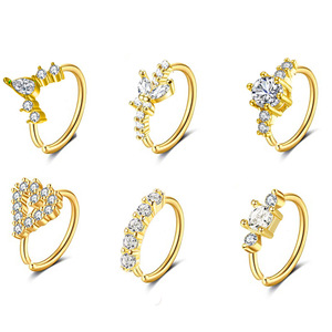 Anillo de aro de nariz CZ de fundición de acero quirúrgico de alta calidad, joyería corporal de 16g con circón para bodas, regalos, fiestas - Product Image 3