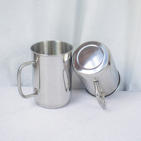 Grande tasse en acier inoxydable 1L à paroi unique Tasse à soda à bière 304 avec couvercles pour le camping et le bureau Conçu pour les mariages