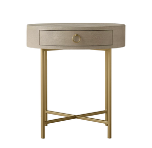 Mrs Woods alta calidad Shagreen <span class=keywords><strong>gris</strong></span> dorado <span class=keywords><strong>mesitas</strong></span> de <span class=keywords><strong>noche</strong></span> modernas para habitaciones de Hotel mesita de <span class=keywords><strong>noche</strong></span> redonda pedestales mesa de dormitorio - Product Image 5