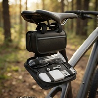Kit d'urgence portable pour vélo avec pompe, patchs, multi-outils, leviers de pneu, clé, sacoche de selle, kit d'outils de réparation pour VTT et vélo de route