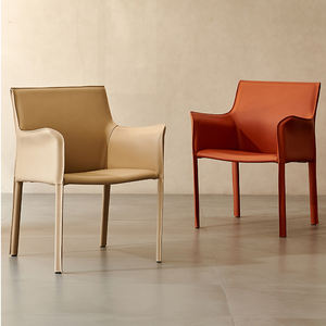 Silla de Comedor de Cuero Estilo Italiano Moderno con Reposabrazos para Muebles de Restaurante de Hotel - Product Image 4