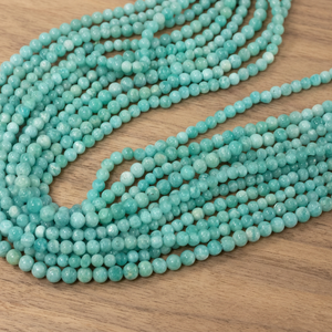 Perles d'Amazonite Verte Naturelle 4mm Facettées Lisses Rondes, Fil de 14 Pouces de Pierres Précieuses en Vrac pour la Fabrication de Bijoux - Product Image 2