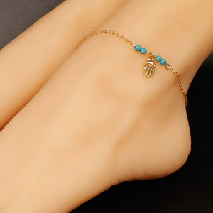 Venta al por mayor Simple personalizado cadena Palma <span class=keywords><strong>tobillera</strong></span> pulsera pie joyería descalzo sandalias tobilleras para mujeres K018 - Product Image 6