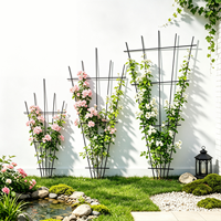 Treillis de jardin en métal minimaliste en forme d'éventail, thermolaqué, anti-rouille, résistant aux intempéries, facile à installer pour patio, balcon, fleuriste, villa