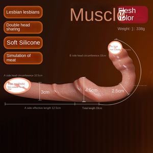 Jiuai Volwassen Dubbelkopige Siliconen Dildo Realistisch Zacht Vleesachtig Simulatie voor Lesbische Seks <span class=keywords><strong>Sexy</strong></span> Gesimuleerde Producten 0.4kg - Product Image 6
