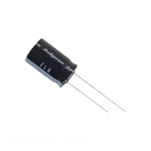 Condensador de Aluminio Original CAP ALUM 470UF 20% 35V RADIAL TH 470 uF 35ZLQ470MEFC10X16 de Montaje a Través de Orificio - Product Image 1