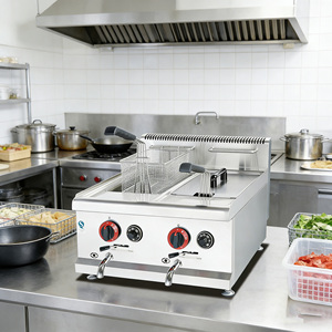 Friteuse professionnelle à gaz à double cuve pour frites, <span class=keywords><strong>tomado</strong></span>, poisson, banane, corndog - Product Image 5