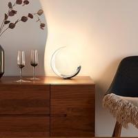 Lampe de table blanche en forme de croissant de lune, design italien minimaliste nordique, simple, en aluminium, avec commande tactile AC, protection des yeux, réglable