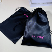 Sacs en satin personnalisés pour extensions de cheveux et perruques avec fermeture à ruban, impression sérigraphique pour l'emballage de bijoux