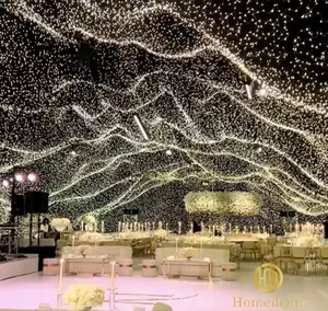 パーティーナイトクラブLEDスターカーテン壁天井結婚式用スタークロスゴールデンイエロードレープステージライト