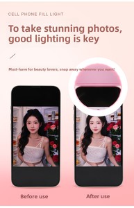 Lumière d'appoint LED rechargeable à clip pour smartphone, portable, pour diffusion en direct, maquillage, éclairage de webcam, appels Zoom et soirées - Product Image 6