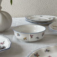 Vaisselle en céramique florale rétro de pays d'Europe, assiette ronde ovale en céramique, assiette creuse pour la maison