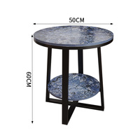 Table d'appoint de canapé à structure métallique avec étagère de rangement, table d'angle ronde minimaliste pour balcon, salon, mobilier de maison