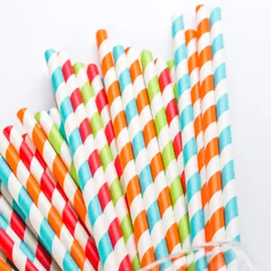 Eco Friendly Wholesale Biodegradable Drinking Striped Paper Straws