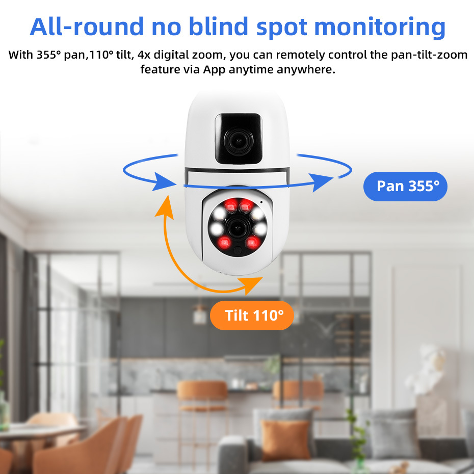 KERUI Wireless Light Bulb Security Camera - WiFi, 1080P Full HD, Night Vision, Works With YI IOT App