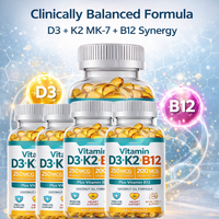 Capsules molles OEM de Vitamine D3 K2 B12 Glycinate de Magnésium 250mcg D3 200mcg K2 MK7 – 60 unités – Soutien à la Santé Adulte et au Système Immunitaire