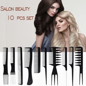 Salon Barber Hairdressing Tools 10 pcs Massage Variety Gears Assorted Pack Plastic Hair Comb Set