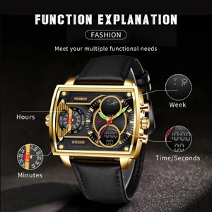 Foxbox Fb009 New Man Watch Square <b>Digital</b> Business Quartz Wristwatch Dual Display <b>Clock</b> Waterproof Men Watch - Product Image 6