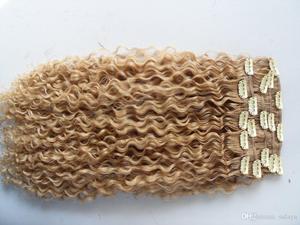 Nuova Clip brasiliana in extension per capelli ricci crespi vergine umana Remy Blonde 27 # Clip in extension per capelli 120 g/set - Product Image 4