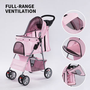 Nouvelle conception, poussettes pour chiens de petite taille en tissu Oxford 300D avec structure en fer, couleur rose, à prix avantageux - Product Image 5