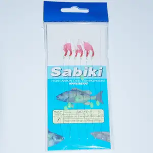 SJ di alta qualità 6-Hook Sabiki rig perline luminose in piuma rossa pelle di pesce canna da esca girevole ami dolci/acqua oceano fiumi laghi
