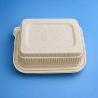 Boîte à lunch biodégradable 1000lm, écologique, portable, ronde, pour pique-nique, restaurant, emballage alimentaire