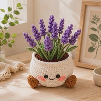 Plantes en pot réalistes tissées à la main en fil de laine, fleurs mignonnes, décoration de bureau et de maison, écologiques, lavables, durables, légères, pour intérieur