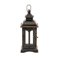 Lanternes en métal vintage noir extérieur et intérieur avec verre transparent, bougeoirs de table et suspendus pour patio, porche et fête de mariage