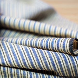 Tela de Algodón Khadi 100% Orgánica de Alta Calidad, Peso Medio, Tejida, Rayas Amarillas y Azules, Transpirable, de Secado Rápido, para Faldas de Niños - Product Image 2