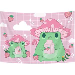 Bzhilja พรมแขวนผนังและเครื่องนอนลายเห็ดกบสีชมพูน่ารักสำหรับตกแต่งบ้านห้อง - Product Image 5