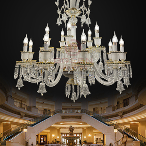 Lámpara de Araña de Cristal de Lujo para Interiores de Hoteles y Bodas, Diseño Moderno en Cromo, Tamaño W67cm*H74cm, Metal+Cristal K9 y Madera Contrachapada - Product Image 1