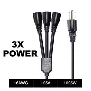 US NEMA 5-15P TO NEMA สายไฟต่อพ่วง5-15R สายไฟยาว Y สายแยกสายไฟเหมาะสำหรับใช้ในบ้านหรือที่ทำงาน - Product Image 4