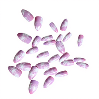 Fengshangmei – Faux ongles à presser, design stiletto, couvrance totale, 24 pièces, en ABS, avec colle, pour doigts, longueur longue, couleurs variées