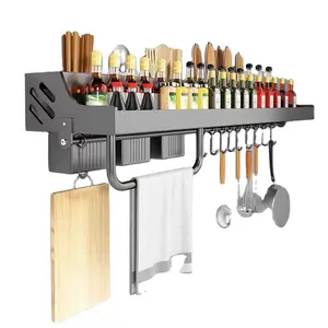 Rack organisateur d'épices en acier inoxydable support mural porte-couteau porte-outils étagères de rangement unités de vaisselle étagère de cuisine