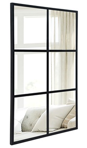<strong>Window</strong> Inspired Rectangular Wall Mirror Black Steel Frame Home Decor for Entryway and Bedroom - Product Image 4