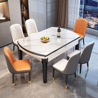 Offres Exceptionnelles : Ensemble de Table à Manger en Bois Rond, Couleurs au Choix, Style Moderne, Design Simple avec 6 Chaises