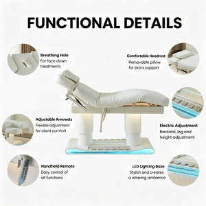 Cama <span class=keywords><strong>de</strong></span> Masaje con Calefacción <span class=keywords><strong>de</strong></span> Alta Calidad para Spa, Silla Médica para Salón <span class=keywords><strong>de</strong></span> <span class=keywords><strong>Belleza</strong></span>, Cama <span class=keywords><strong>de</strong></span> Masaje Eléctrica para Tratamientos Faciales <span class=keywords><strong>y</strong></span> <span class=keywords><strong>de</strong></span> Pestañas, 3 Motores, LED - Product Image 3