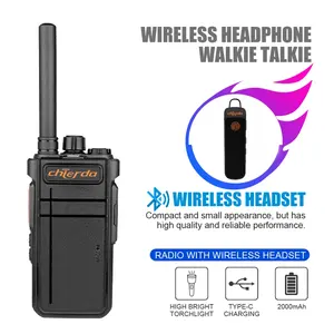 Chierda CD-101F Plus Rechargeable Bluetooth 5.3 Two-Way Radios Handsfree Walkie talkies 1 kit Included with Earpiece