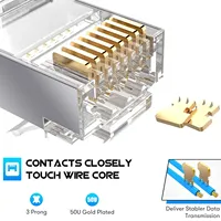 ZoeRax Lot de 50 connecteurs RJ45 blindés traversants, 2 pièces, 3 broches, 8P8C, plaqué or 50μ, prise Ethernet Cat6A Cat7