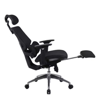 Chaise de bureau ergonomique en maille à dossier haut avec base à cinq étoiles, accoudoirs 3D modernes, appui-tête et repose-pieds réglables et pivotants